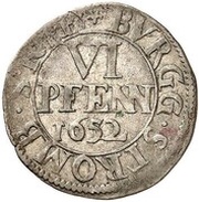 6 Pfennig - Christoph Bernhard of Galen, Germany, 1652-1655 reverse image