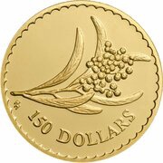 150 Dollars - Elizabeth II 4th Portrait - Golden Wattle - Gold Proof, Australia, 2001 reverse image
