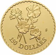 150 Dollars - Elizabeth II 4th Portrait - Sturts Desert Rose - Gold Proof, Australia, 2002 reverse image