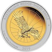 150 Dollars - Elizabeth II 6th Portrait - Wedge-tailed Eagle - Bi-Metalic Bullion Coin, Australia, 2019 reverse image