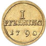 1 Pfennig Gold Pattern, Germany, 1790 reverse image