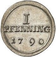 1 Pfennig Silver Pattern, Germany, 1790 reverse image