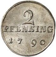 2 Pfennig Silver Pattern, Germany, 1790 reverse image
