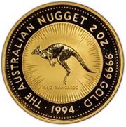200 Dollars - Elizabeth II 3rd Portrait - Australian Nugget - Gold Bullion Coin, Australia, 1989-1998 reverse image