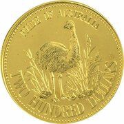 200 Dollars - Elizabeth II 3rd Portrait - Emu - Gold Bullion Coin, Australia, 1991 reverse image