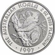 200 Dollars - Elizabeth II 3rd Portrait - Koala - Platinum, Australia, 1992-1997 reverse image