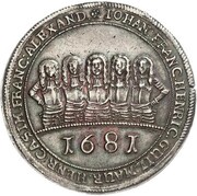 1 Thaler - John Francis, Henry, William Moritz, Henry Casimir and Francis Alexander Badehosentaler obverse image