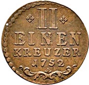 ½ Kreuzer - Charles August, Germany, 1752 reverse image