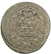 1 Kreuzer - Charles August, Germany, 1749-1751 reverse image