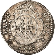 12 Kreuzer - Charles August, Germany, 1749-1751 reverse image