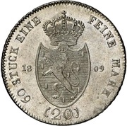 20 Kreuzers - Frederick William of Weilburg Konventionskreuzer, Germany, 1809-1810 reverse image