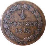 ½ Kreuzer - Frederick William and Frederick August Joint Coinage, Germany, 1813 reverse image