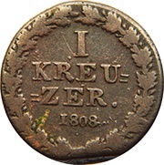 1 Kreuzer - Frederick August and Frederick William Dickkreuzer, Germany, 1808 reverse image
