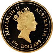 200 Dollars - Elizabeth II 4th Portrait - Kangaroo Nugget - Gold Bullion Coin obverse image