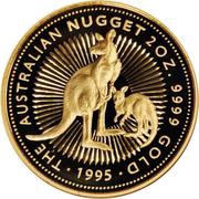 200 Dollars - Elizabeth II 4th Portrait - Kangaroo Nugget - Gold Bullion Coin, Australia, 1995 reverse image