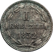 1 Kreuzer - William, Germany, 1832-1835 reverse image