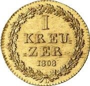 1 Kreuzer - Frederick August and Frederick William Gold pattern strike, Germany, 1808 reverse image