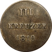3 Kreuzers - Frederick August and Frederick William, Germany, 1810 reverse image