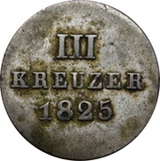 3 Kreuzers - William, Germany, 1822-1828 reverse image