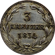 3 Kreuzers - William, Germany, 1831-1836 reverse image