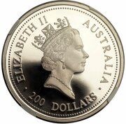 200 Dollars - Elizabeth II 3rd Portrait - Koala - Platinum obverse image