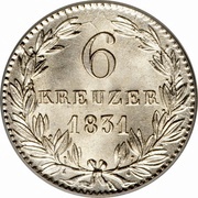 6 Kreuzers - William, Germany, 1831-1837 reverse image