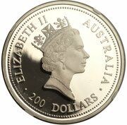 200 Dollars - Elizabeth II 3rd Portrait - Koala - Platinum obverse image