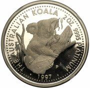 200 Dollars - Elizabeth II 3rd Portrait - Koala - Platinum, Australia, 1997-1998 reverse image