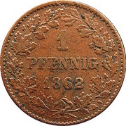 1 Pfennig - Adolph, Germany, 1859-1862 reverse image
