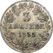 3 Kreuzers - Adolph, Germany, 1841-1855 reverse image
