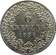 6 Kreuzers - William, Germany, 1838-1839 reverse image
