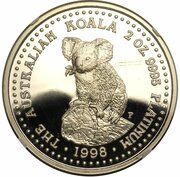 200 Dollars - Elizabeth II 4th Portrait - Koala - Platinum, Australia, 1998-1999 reverse image