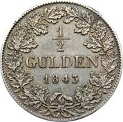 ½ Gulden - Adolph, Germany, 1840-1845 reverse image