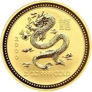 200 Dollars - Elizabeth II 4th Portrait - Year of the Dragon - Gold Bullion Coin, Australia, 2000 reverse image