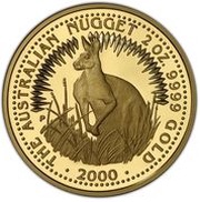 200 Dollars - Elizabeth II 4th Portrait - Australian Nugget - Gold Bullion Coin, Australia, 2000 reverse image