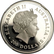 200 Dollars - Elizabeth II 4th Portrait - Koala - Platinum obverse image