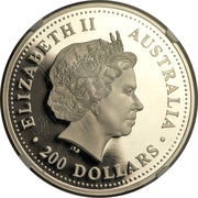 200 Dollars - Elizabeth II 4th Portrait - Koala - Platinum obverse image