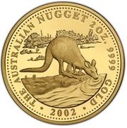 200 Dollars - Elizabeth II 4th Portrait - Kangaroo - Gold Bullion Coin, Australia, 2002 reverse image