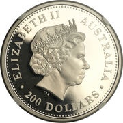 200 Dollars - Elizabeth II 4th Portrait - Koala - Platinum obverse image