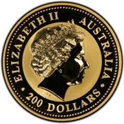 200 Dollars - Elizabeth II 4th Portrait - Year of the Goat - Gold Bullion Coin obverse image