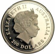 200 Dollars - Elizabeth II 4th Portrait - Koala - Platinum obverse image