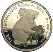 200 Dollars - Elizabeth II 4th Portrait - Koala - Platinum, Australia, 2005 reverse image