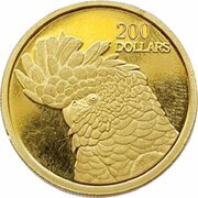 200 Dollars - Elizabeth II 4th Portrait - Red Tailed Cockatoo - Gold Proof, Australia, 2006 reverse image