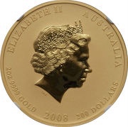 200 Dollars - Elizabeth II 4th Portrait - Year of the Mouse - Gold Bullion Coin obverse image