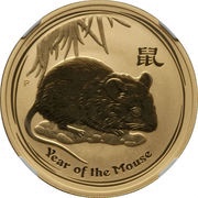 200 Dollars - Elizabeth II 4th Portrait - Year of the Mouse - Gold Bullion Coin, Australia, 2008 reverse image