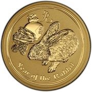 200 Dollars - Elizabeth II 4th Portrait - Year of the Rabbit - Gold Bullion Coin, Australia, 2011 reverse image