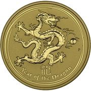 200 Dollars - Elizabeth II 4th Portrait - Year of the Dragon - Gold Bullion Coin, Australia, 2012 reverse image