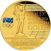 200 Dollars - Elizabeth II 4th Portrait - Australian Olympic Team - Gold Proof, Australia, 2012 reverse image