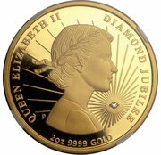 200 Dollars - Elizabeth II 4th Portrait - Diamond Jubilee - Gold Proof, Australia, 2012 reverse image