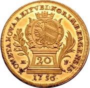 20 Kreuzers Gold pattern strike obverse image